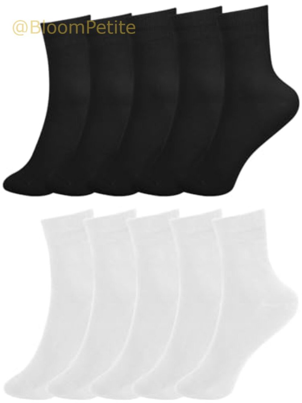 Thin Cotton Crew Socks Seamless Toe Cushioned Ankle Women 5 Pairs
